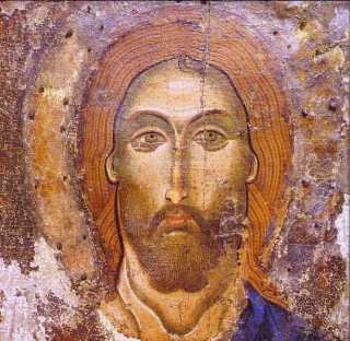 The icon of Christ from the former monastery of Megas Agros discovered in 1986 by Dr. S. Sophocleous. Late 12th century. During treatment by Andreas Papadopoulos.
